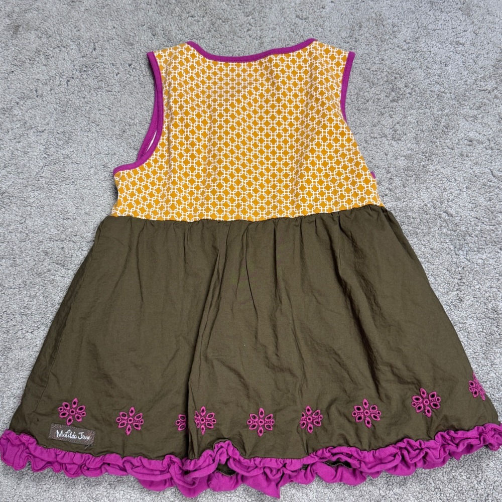 Matilda Jane Youth Girls 10 Dress Mustard and Olive - Picture 4 of 5